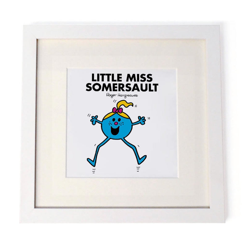Little Miss Somersault White Framed Print