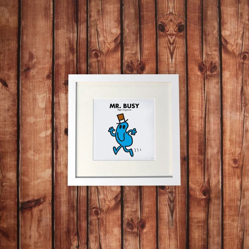 Mr. Busy White Framed Print (Lifestyle)