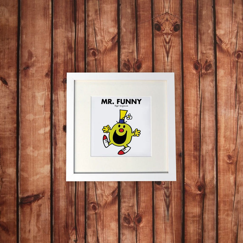 Mr. Funny White Framed Print (Lifestyle)