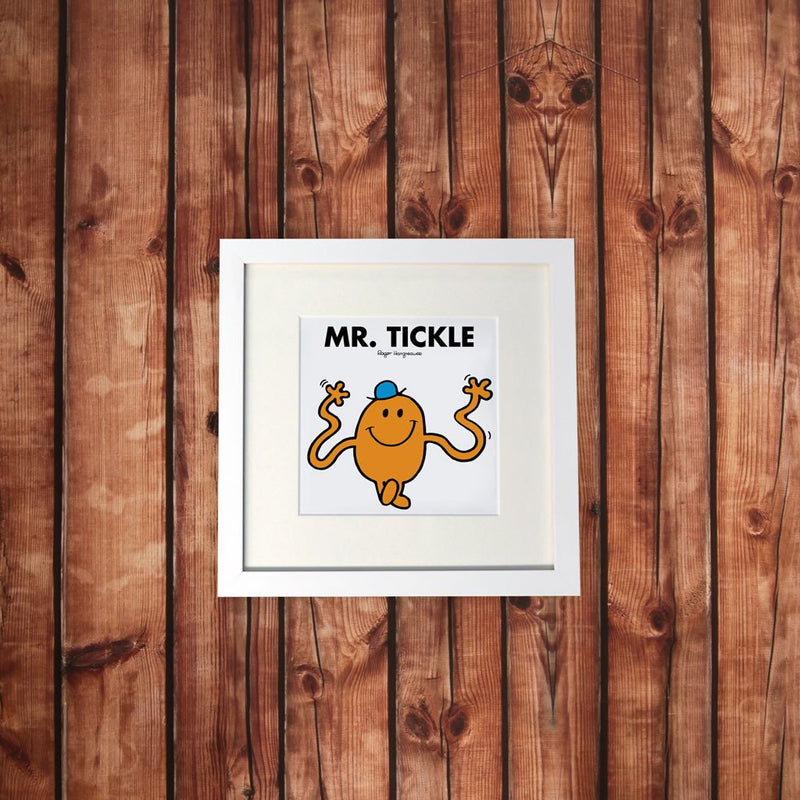 Mr. Tickle White Framed Print (Lifestyle)